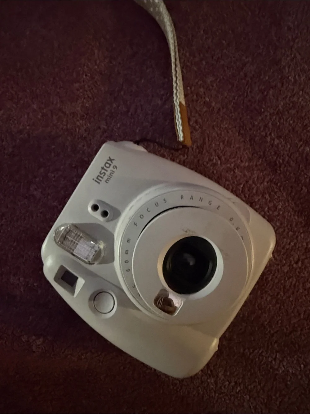Fujifilm Instax Mini 9 Instant Camera - White with Beige Strap Accent
